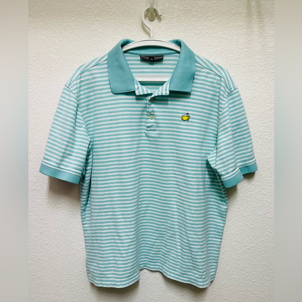 MASTERS COLLECTION Golf Teal Striped Polo Shirt Men’s Size Xl